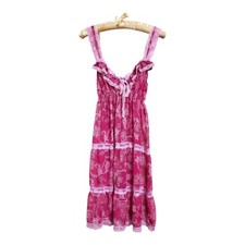 Vtg Victoria's Secret Babydoll Milkmaid Nightie Tiered Paisley Med Y2K Lace Trim