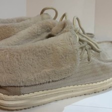 Hey Dude Britt Women  s Size 8 Faux Fur Lined Booties Herringbone Cream Shoes