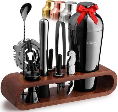 Mixology Bartender Kit with Stand - 10 Piece Bar Set Cocktail Shaker Set