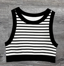 Offline by Aerie Black Seamless Ribbed Crop Top Activewear Women's Size Medium