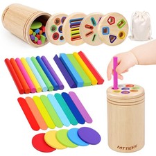 4 in 1 Wooden Color Sorting Toy, Montessori Toys for 2 3 4 Year Old