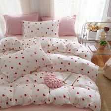 Queen Heart Comforter Set for Girls - 3 Piece Red Pink Bedding Set