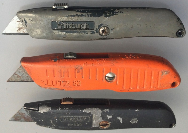 STANLEY 099 PITTSBURGH LUTZ 82 Utility Knives Lot of 3 Vintage work great