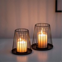 Windlicht Deko Schwarz Modernes Metall 2Er-Set FüR Wohnzimmer Tischdeko