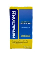 PREPARATION H Hemorrhoidal Suppositories 24 Ct EXP 06/26 Box Damaged