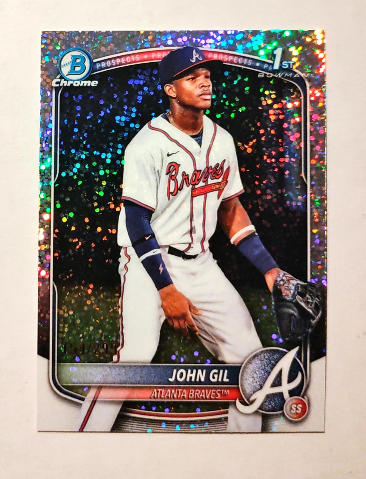 John Gil 2025 1st Bowman Chrome #BCP-172 Prospect SPECKLE REFRACTOR 154/299 E6