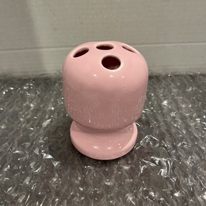 vintage pink toothbrush Holder Ceramic Rubber Plug On Bottom Made In USA