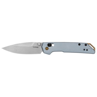 Kershaw Mini Iridium Folding Knife 3in D2 Spear Point Ice Blue Aluminum 2051