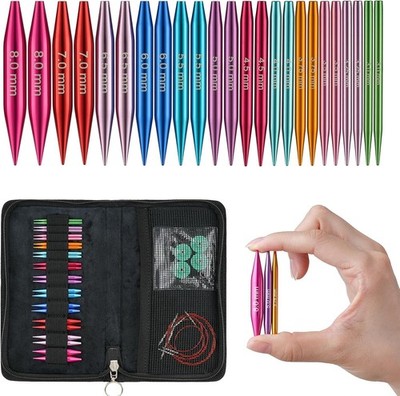Short Interchangeable Knitting Needles Set 2-Inch Shorties Circular Knitting ...