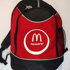 McDonalds Backpack I'm Lovin' It Red Black Golden Arches Logo Promo School Bag