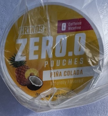 Grinds Zero.0 Sugar-Free Energy Pouches Piña Colada Flavor, 18 Count.