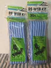 2 Lawn Chair Furniture Re-Web Kit 30ft Blue White Striped Arden Paradise Repair