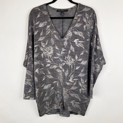 #ad #ad White House Black Market Top Women S Gray Silver Metallic Leaf Dolman V Neck $26.95