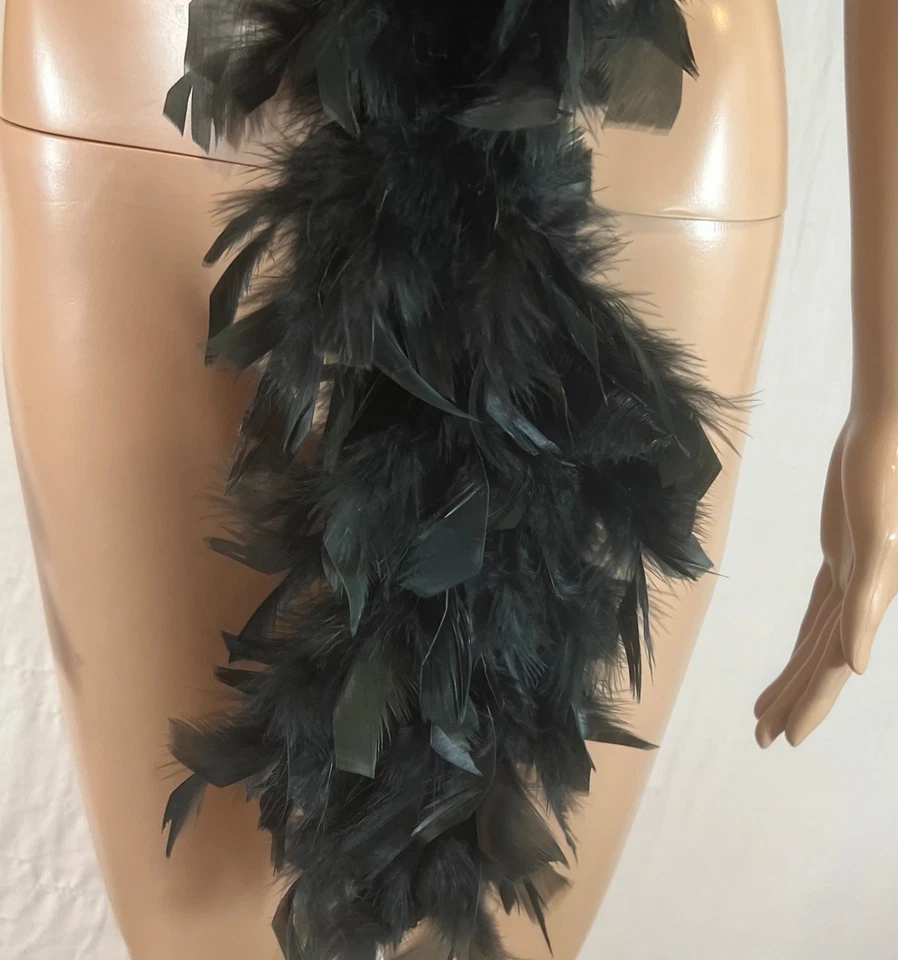 Boa pluma negra Art Deco vintage, aleta años 20.  84” de largo. Foto 3 de 4