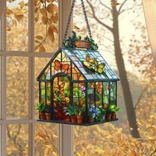 Acrylic Greenhouse Window Hanging Decoration Butterfly Garden House Ornament