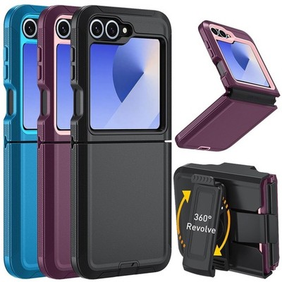 For Samsung Z Flip 7 6 5 4 3 5G Heavy Duty Defender Case Belt Clip Holster Cover