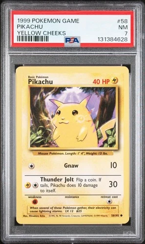 Pokemon TCG Pikachu 58/102 Base Set Yellow Cheeks PSA 7