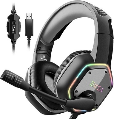 E1000 USB Gaming Headset for PC, Computer Headphones with Microphone/Mic Nois...
