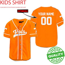 CUSTOM Name Tennesseee Volunteers Baseball Jersey 3D AOP Fans Kids Youth 1R234