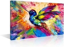 TUMOVO Wall Art for Office Colorful Hummingbird Canvas Art Prints Abstract Birds
