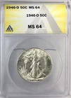 1946-D 50C Walking Liberty Half Dollar ANACS MS64 #