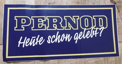Werbe-Aufkleber Pernod Heute schon gelebt? 33x16 cm Pastis Frankreich 80er
