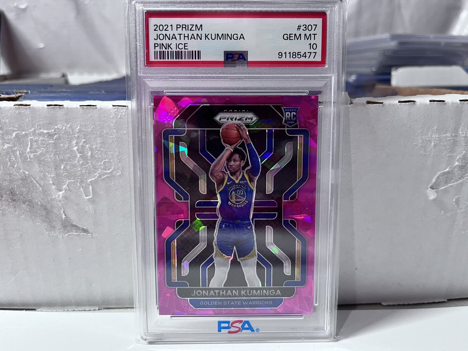 2021-22 Prizm Jonathan Kuminga RC Pink Cracked Ice Rookie 307 PSA 10 GEM MINT 💎