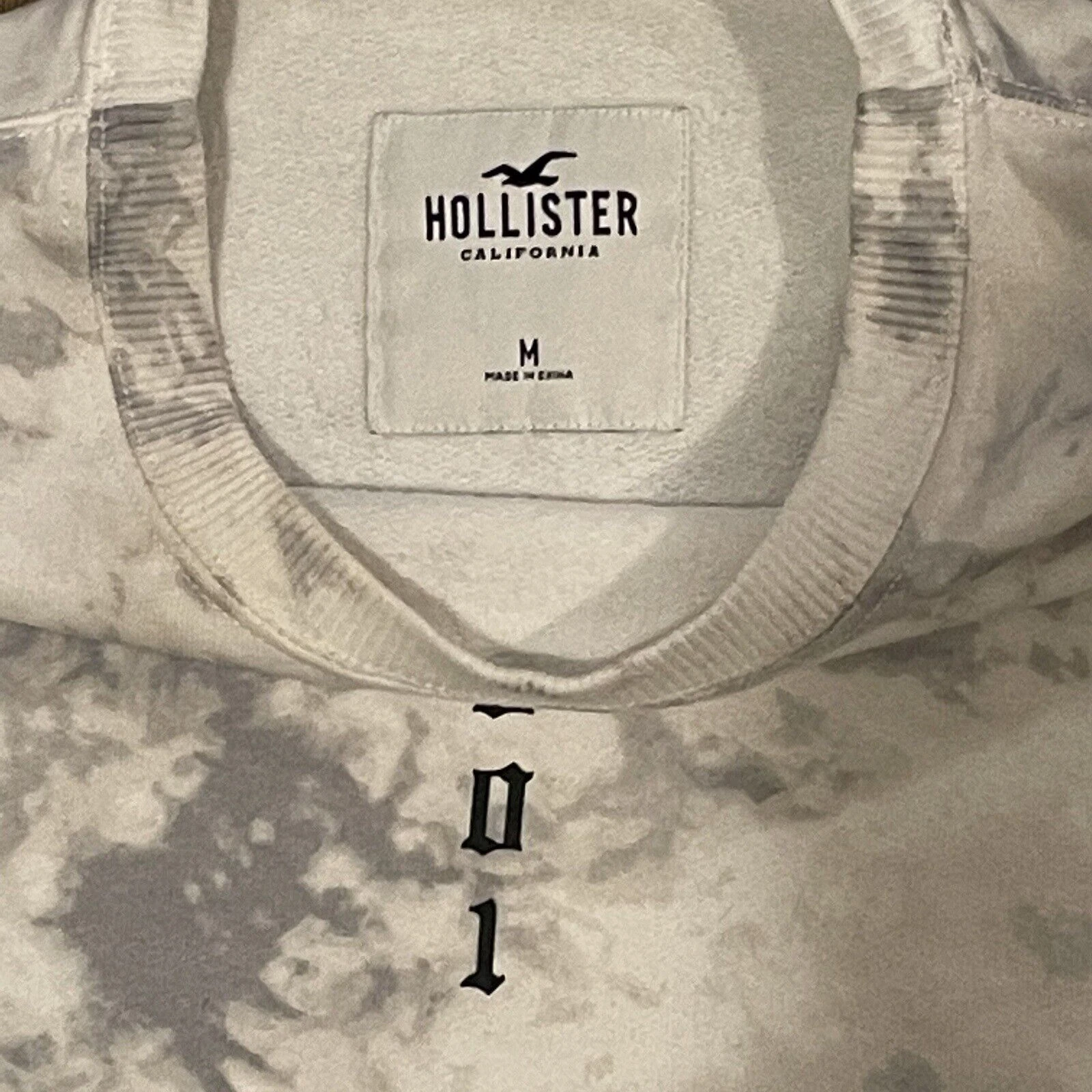 OFF WHITE Felpa Hollister Collab taglia M grigia panna tie dye girocollo drago limitata