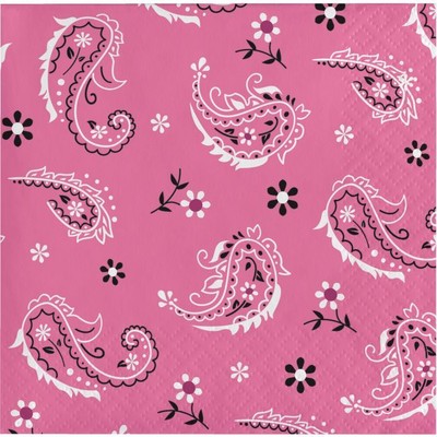 Western Pink Bandana Cowgirl Beverage Napkins 16 Pack Birthday