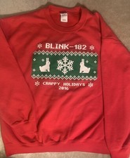 Blink-182 Christmas Sweater Sweatshirt Crappy Holidays 2016 Size L Fits Like M