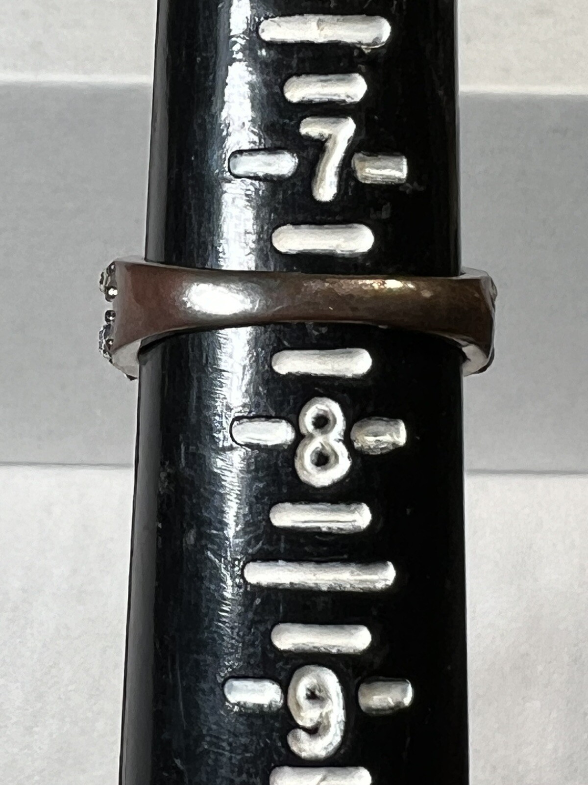 Silver Plated CZ Solitaire Ring, 2 Thin Bands W/c… - image 7