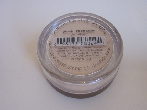 BARE ESCENTUALS bare Minerals GOLD GOSSAMER Face & Body Color + FAN BRUSH $33 - Picture 3 of 6