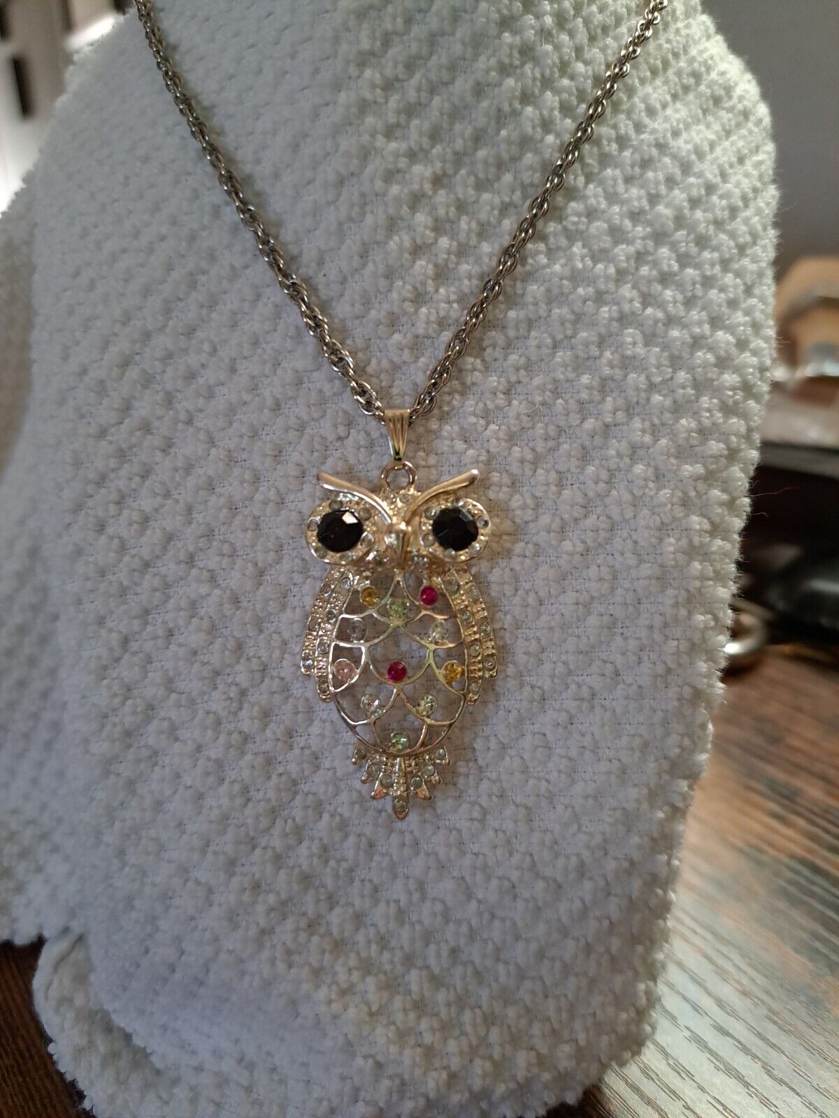 Silver tone Owl Pendant Necklace - image 2