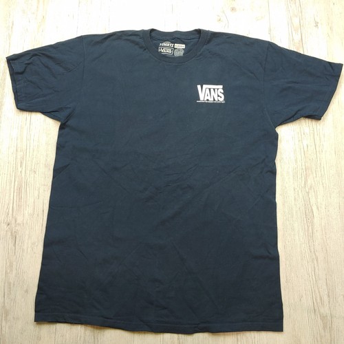 Vans Black USA Flag Logo T-Shirt Skate Tee Unisex Size L Cotton Classic Fit