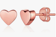 925 Silver Silver Rose Gold Heart Shaped Stud Earrings