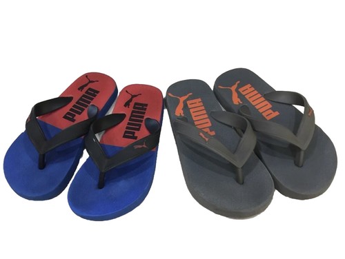 Puma "Set bestehend aus 2" (kleines Kind) schwarz/rot/blau & grau/orange Flip-Flops ~ ~ Größe 11/12 - Bild 1 von 17