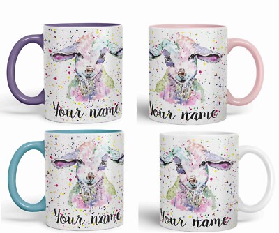 Tasse Tasse personalisiert Name Lamm Schaf Bauernhof Baby Tiere Keramik Kunst farbig