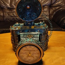 Steampunk green clock homemade