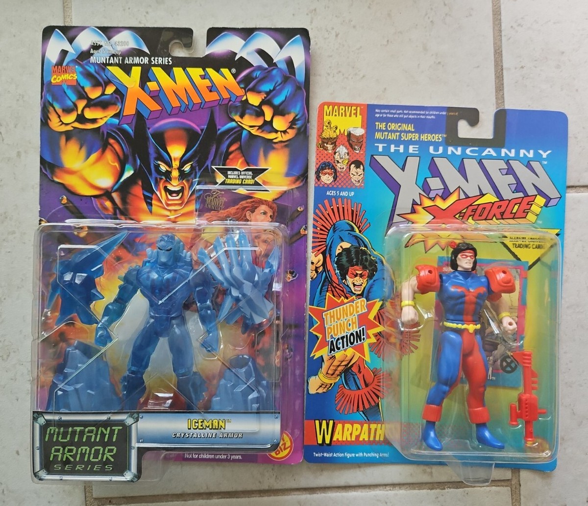 NEW 1996 MARVEL X-MEN MUTANT ARMOR ICEMAN WARPATH FIGURES TRADING  CARDS! c82