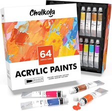 Acrylic Paint Set 64 Colors, 22 ml Tubes, 0.74 oz. for Canvas, Crafts, Wood -