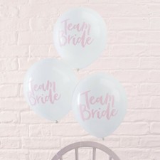 Team Bride, Pink White Hen Party Balloons x10