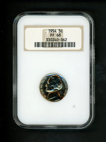 1954 US Jefferson Nickel 5c .05 NGC PF 68 Proof CHOICE GEM!