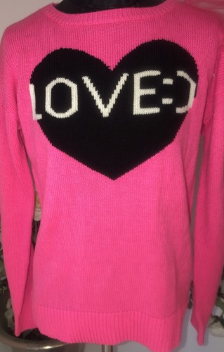 Flowers by Zoe Pink Sweater Neon Hearts Girls Sz 14 (XL) “LOVED” Gift Ready SALE - Picture 3 of 12
