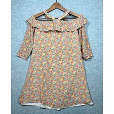 Madewell Dress 00 Floral Off-Shoulder Silk  Ruffle Cross-Back Straps Floral