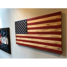 Solid Wooden American Flag Wall Art ,Rustic Handmade, Wooden Flag, Wood Decor