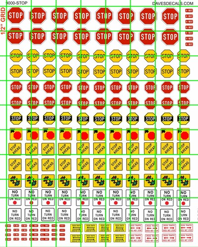 9000-S DAVE'S DECALS HO SCALE SIZE MODERN AND VINTAGE STOP AND ASSORTED SIGNs - Picture 1 of 2