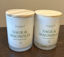 2 Scentsational Sage & Magnolia Candle  Glass Jar 11 Oz  Soy Blend HTF Rare