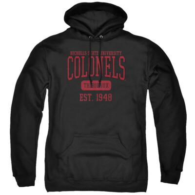 Nicholls State University Adult Pullover Hoodie Est. Date, Black, S-3XL