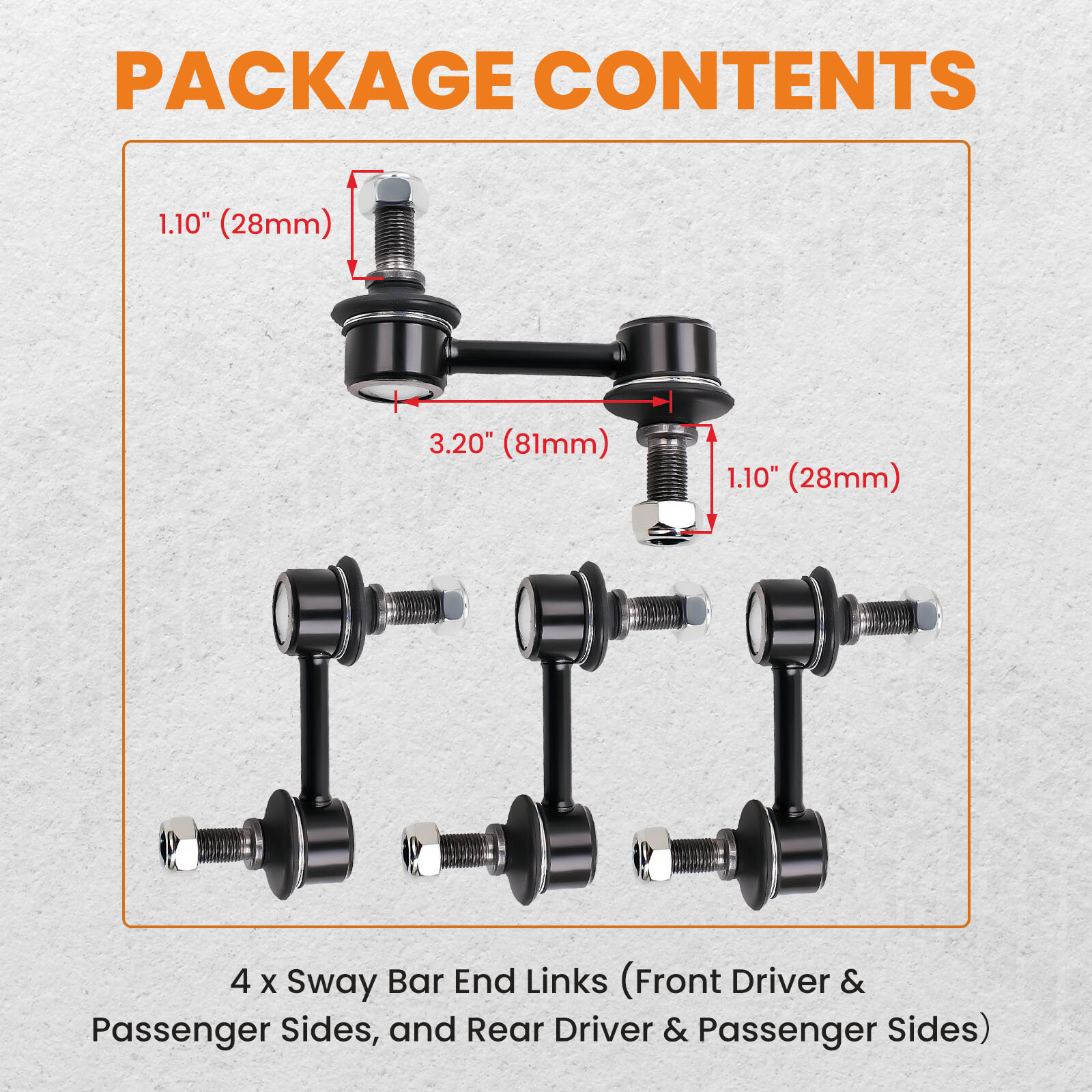Updated Sway Bar End Link Set Of 4 for Chevrolet Corvette C5 C6 5.7 6.2