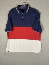 Greyson Golf Polo Shirt Mens Large Red White Blue Performance Stretch Wolf Logo
